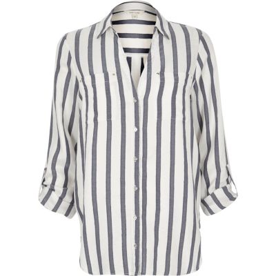 Navy stripe longline shirt